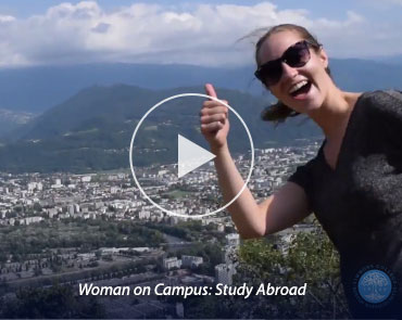 Woman on Campus Study Abroad Video